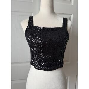 Rachel Zoe NWT Black Sequin Bustier Crop Top Size XS Going Out Festival Rave